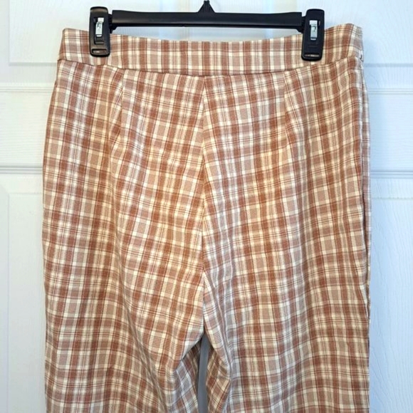 NEW ROMWE Tan Plaid Trouser Pants Lightweight Size Large - Picture 4 of 5